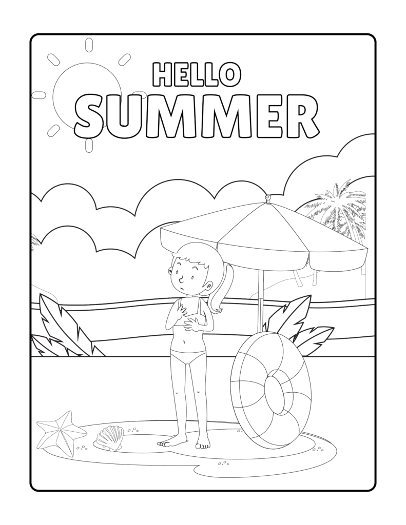 Free summer coloring pages printables for kids and adult