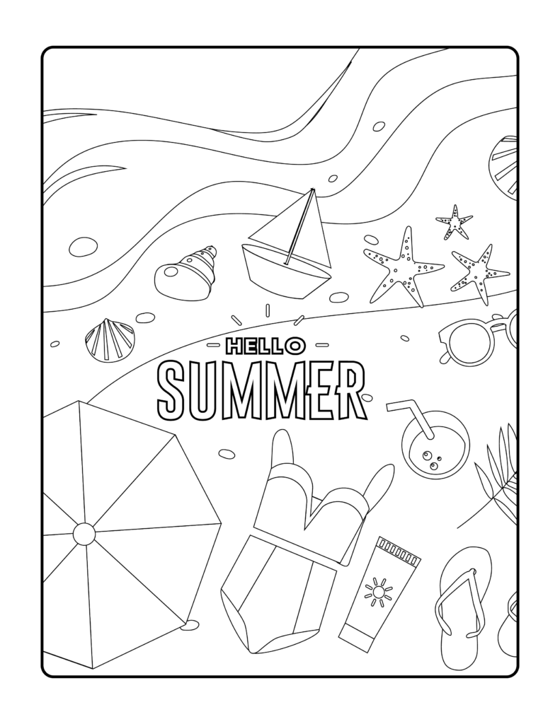 Free summer coloring pages printables for kids and adult