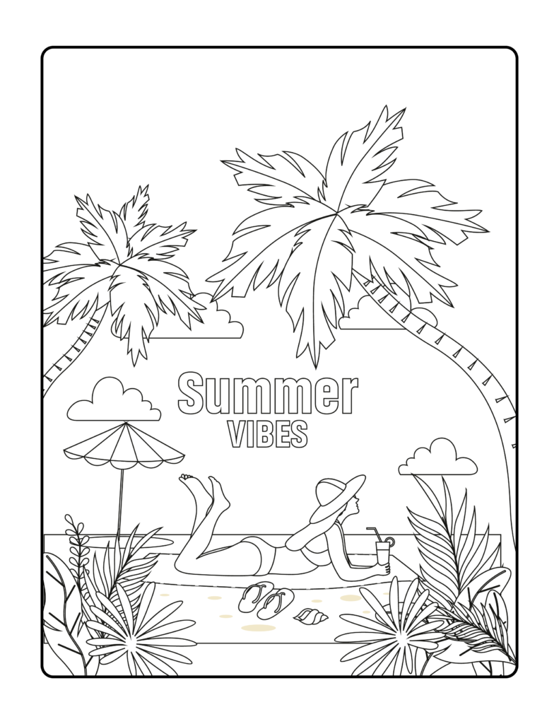 Free summer coloring pages printables for kids and adult