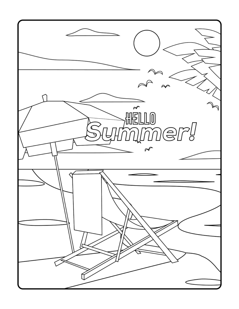 Free summer coloring pages printables for kids and adult