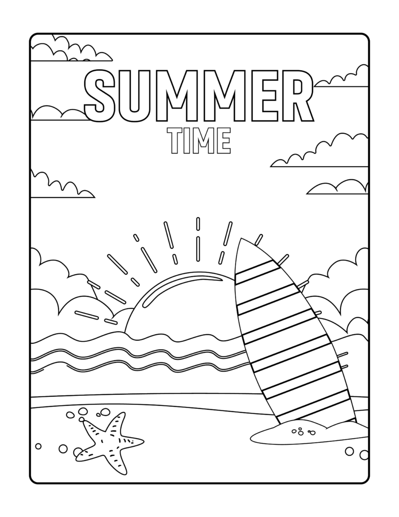 Free summer coloring pages printables for kids and adult