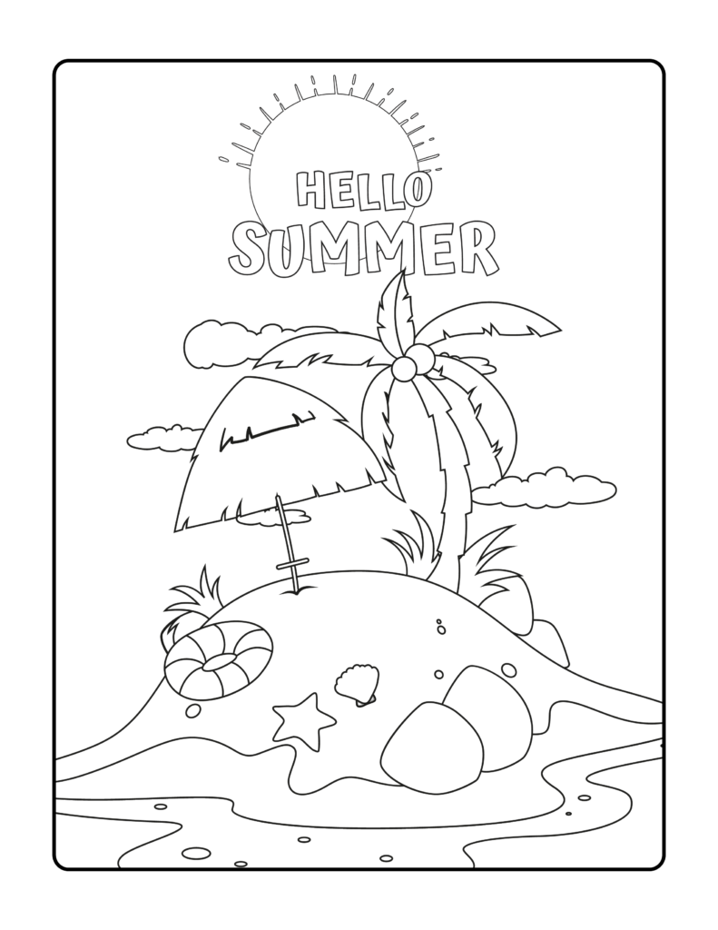 Free summer coloring pages printables for kids and adult