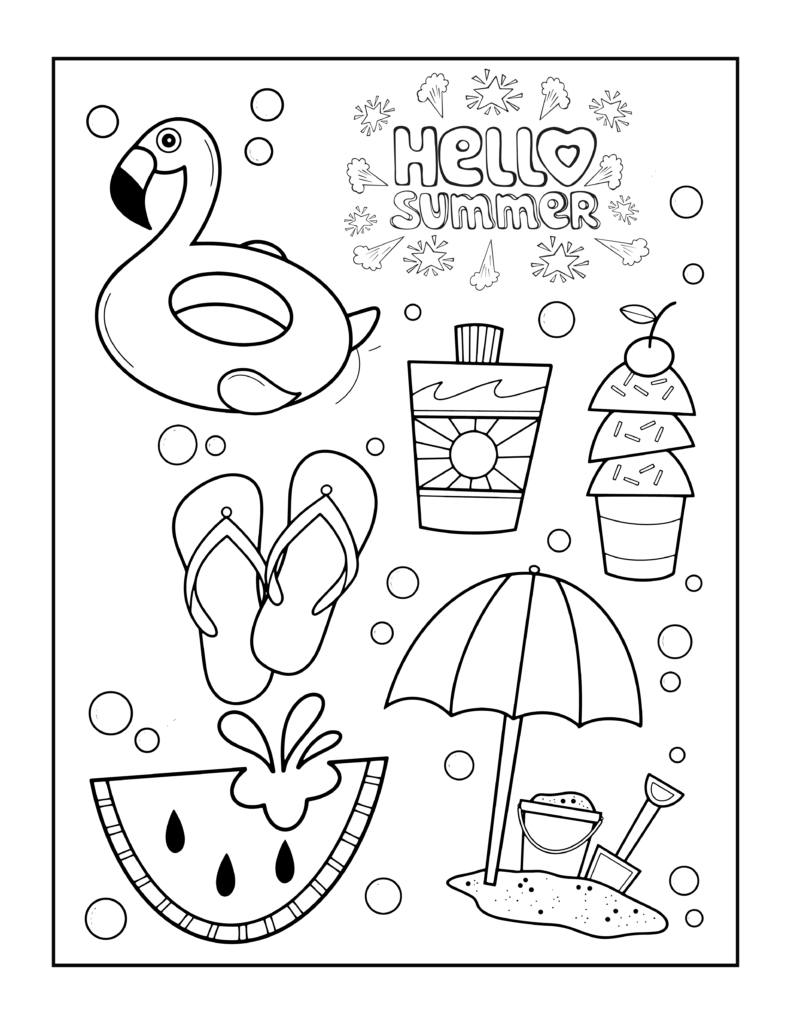 Free summer coloring pages printables for kids and adult