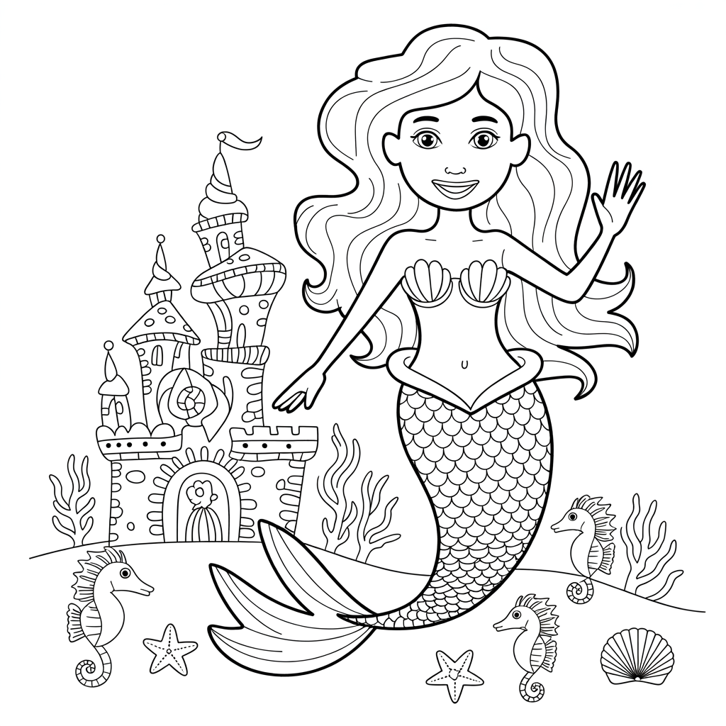 mermaid coloring pages 10