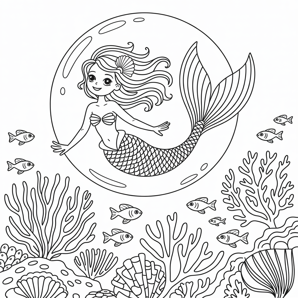 mermaid coloring pages 2