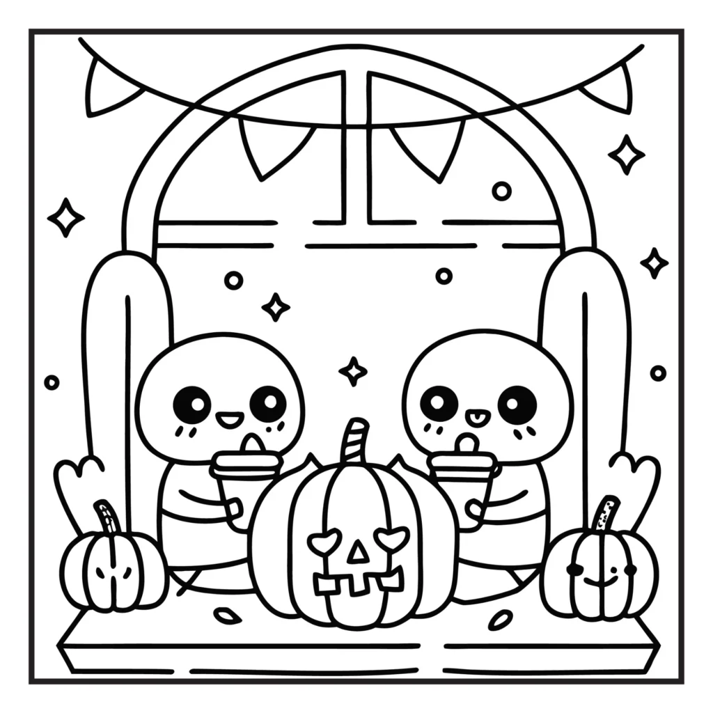 COZY SPOOKY HALLOWEEN COLORING PAGES